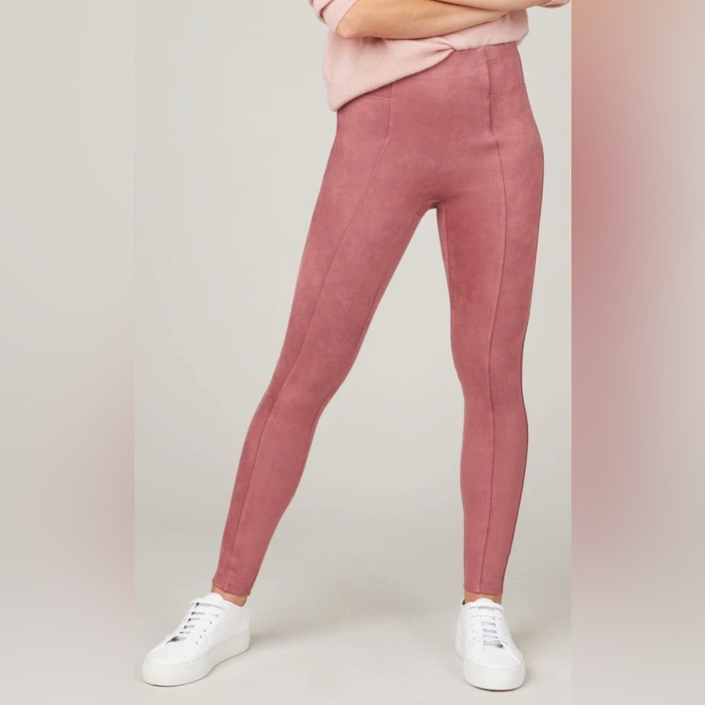 SPANX Faux Suede Leggings, Rich Rose, sz 1X